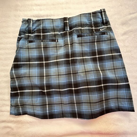 Nike Golf Womens Blue & Black Plaid Dri-Fit Skort Athletic Mini Skirt Stretch - Picture 2 of 6